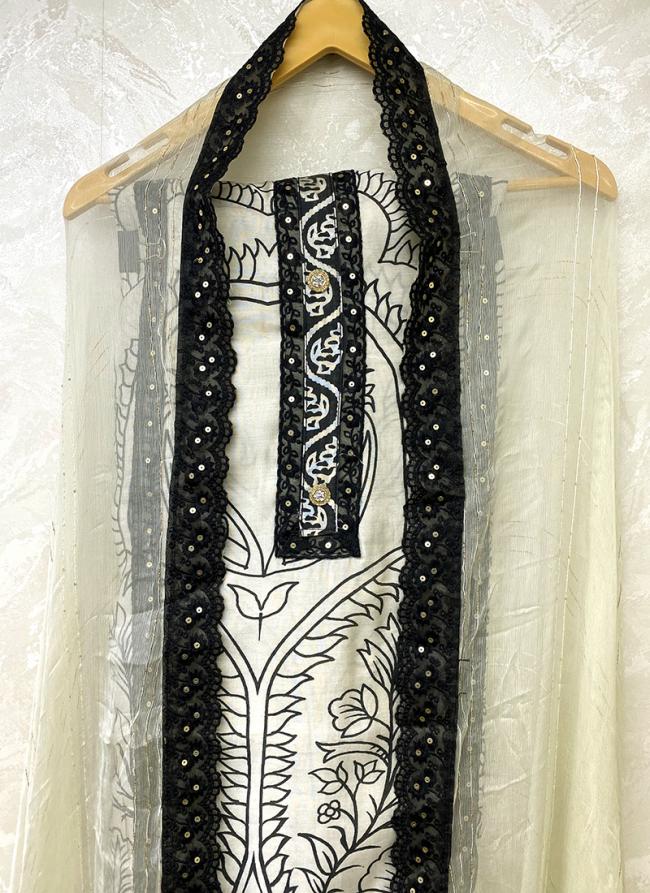 Muslin Silk Cream Traditional Wear Digital Printed Punjabi Dress Material